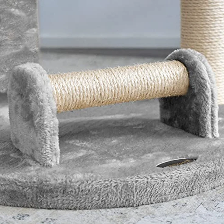 HAPPYPET Großer Kratzbaum Parker 171 cm hoch - Kletterbaum Katzenbaum für Katzen, Stabile Dicke Sisal-Säulen 11 cm, Haus Spieltunnel, große Liegemulden (Belastbar 15 kg), Spieltau & Kratzrolle, Grau – Bild 5