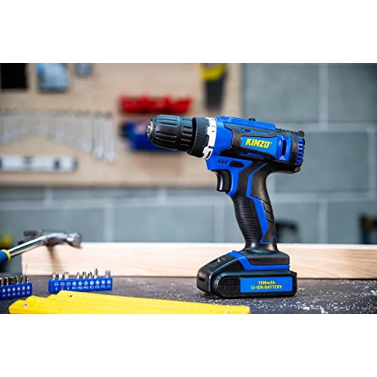 KINZO Akkuschrauber 14.4V, Akku Bohrmaschine für Holz, Metall und Kunststoff mit LED Licht, 1300mAh Li-Ion, Blau – Bild 16