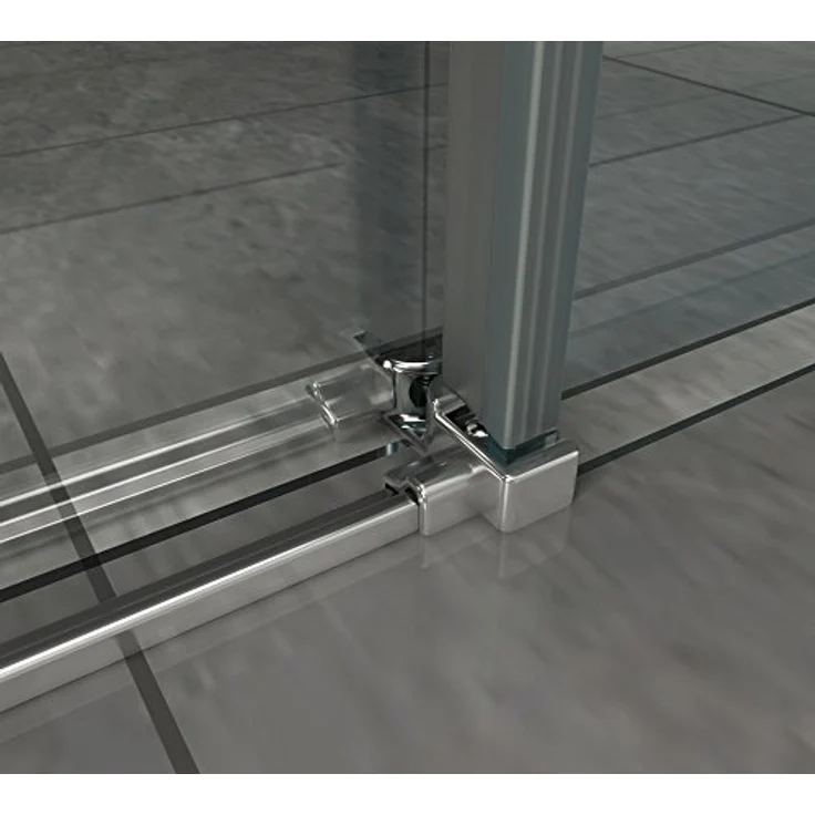 Glasdeals Nischentür MORA, 140 x 195 cm, aus 8 mm Sicherheitsglas, rahmenlos, einstellbare Breite, inkl. Schiebetür-Rollensystem – Bild 4