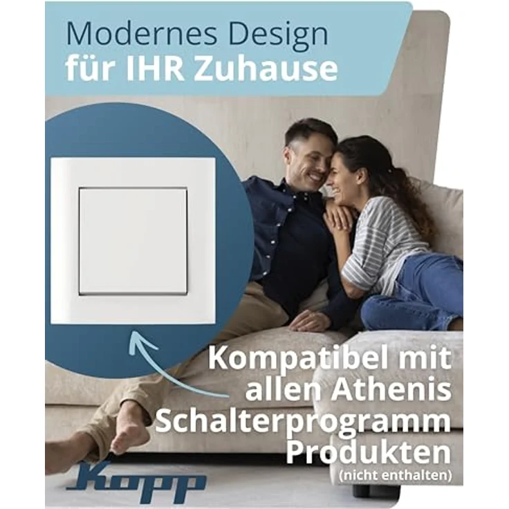 Kopp Abdeckrahmen Athenis, reinweiß, 1-fach, Profi-Pack mit 10 Stück, IP20 Schutzart für Innenbereich – Bild 3