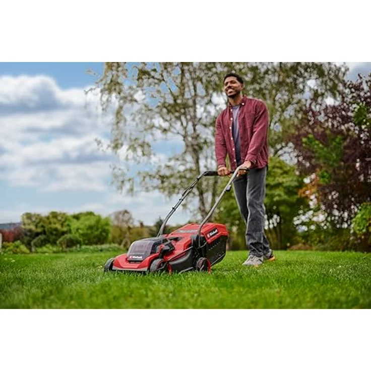 Einhell Akku-Rasenmäher GE-CM 18/32 C Li BL-Solo, geeignet für Flächen bis 270 m², bürstenloser Motor, 27-Liter-Grasfangkorb, zentrale Schnitthöhenverstellung – Bild 4
