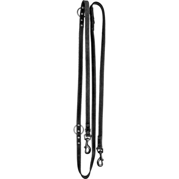 Spotted! Pro Hundeleine Leder Trainingsleine Schwarz, 2x250cm, hochwertige Rindleder, extra lang, flexibel und langlebig
