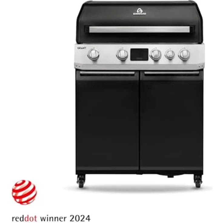 BURNHARD Grant Base Gasgrill, 4-Brenner Modulargrill mit Gusseisen-Rosten, Infrarot Heckbrenner, Edelstahl & Alu-Druckguss, 17,7 kW, erweiterbar, LED-Display – Bild 4