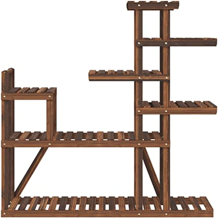 vidaXL Blumenständer, Pflanzständer 110x25x111 cm Massivholz Tanne, karbonisiertes Braun – Bild 5