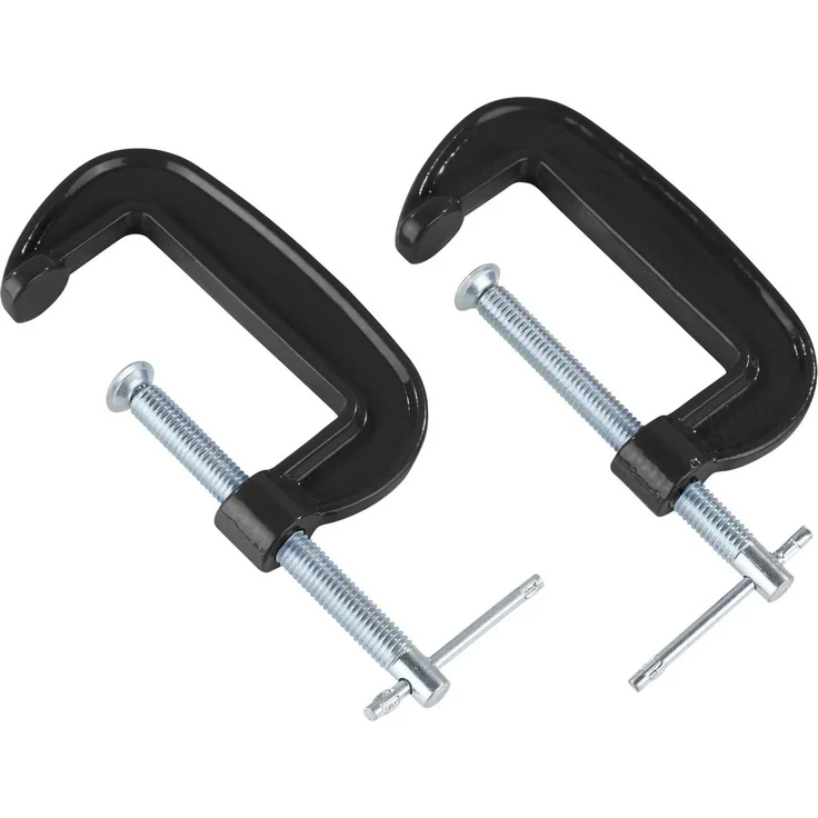 Westfalia Werkzeug Spannzwinge, 2er Set 7 cm Spannweite aus Gussmetall mit 3,5 cm Bügeltiefe