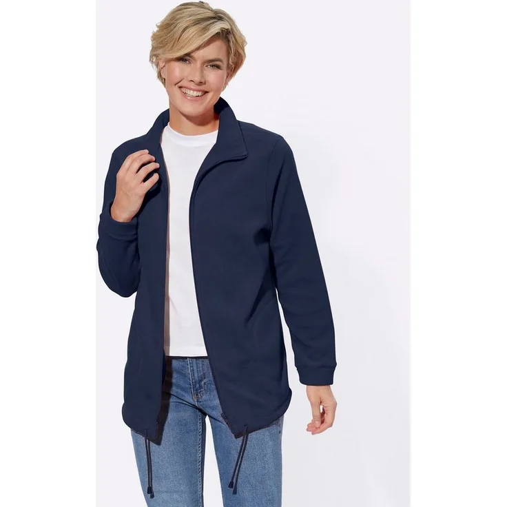 Witt Fleecejacke mit doppelt gesteppten Ziernähten und 2 Taschen, schwarz