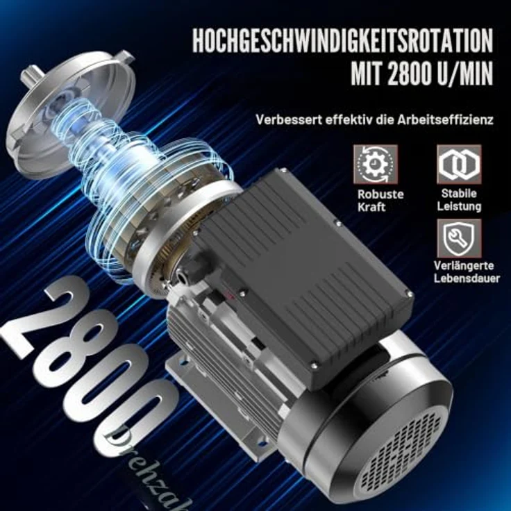 VEVOR 2,2 kW Elektromotor 2800 U/min, einphasig für Luftkompressoren, B3-Rahmen, 24 mm Keilwelle, Rechts-/Linkslauf, AC 220-240 V, 13,8 A – Bild 3