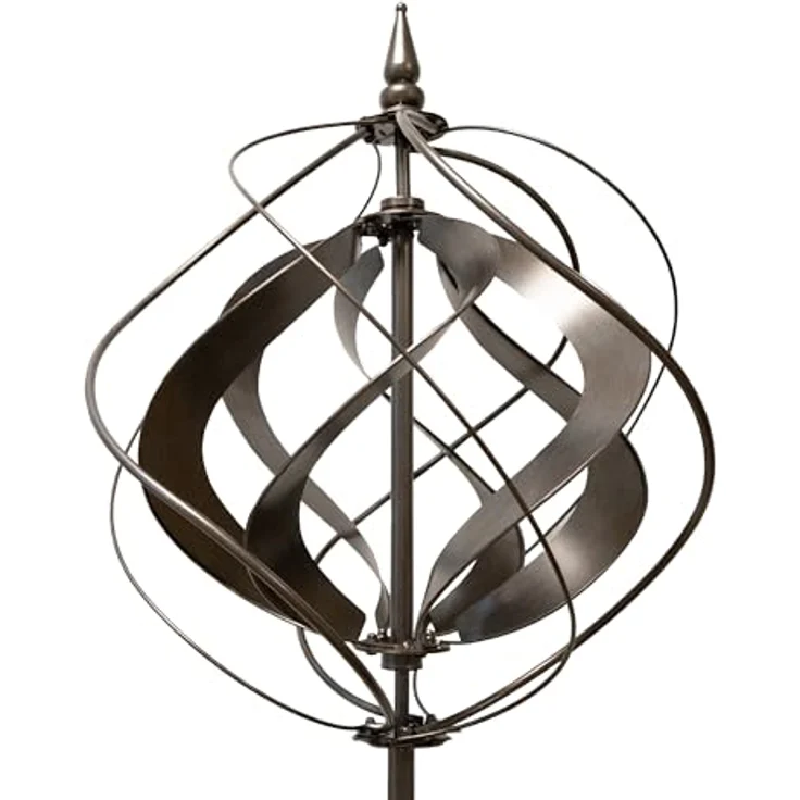 LEMODO Garten Windrad “Silver Tulip”, Windspiel mit stabilem Bodenstecker, Gartendeko in 4 Höhen aufbaubar, Gartenstecker 213 cm hoch, Windmühle Silber, Windskulptur mit Charme – Bild 3