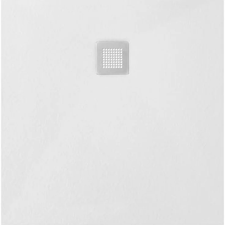 VERONI Duschwanne Kompositstein 100 x 100 x 3 cm, flach, Weiß, rutschhemmend und antibakteriell mit Schiefer-Muster – Bild 2