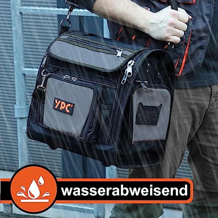 YPC Foreman Werkzeugtasche XL – Wasserfest, Reißfest, 20 kg Tragkraft, Grau-Schwarz – Bild 5