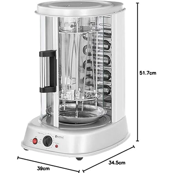 Royal VKB RCGV-1800-1, Elektrogrill 3-in-1 mit 1.800 W, vertikaler Rotisserie-Grill für Fleisch, Fisch und Gemüse, 31 L – Bild 6