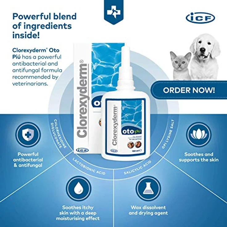 ICF Clorexyderm Oto Più Ohrreiniger für Hunde und Katzen, 150 ml - Saurer Ohrreiniger zur Therapiebegleitung bei Malassezien-Otitis, pH-neutral, schonende Reinigung - Preisvergleich – Bild 4
