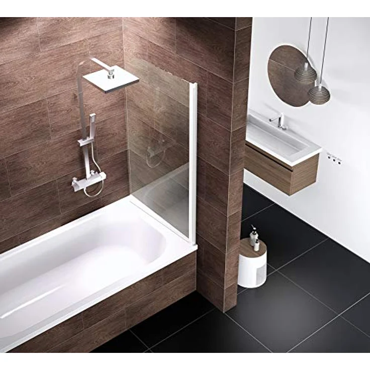 Schulte D1650 04 50 Komfort Duschabtrennung für Badewanne, 80 cm x 140 cm, Alpinweiß, 5 mm Sicherheitsglas ohne Beschichtung – Bild 3