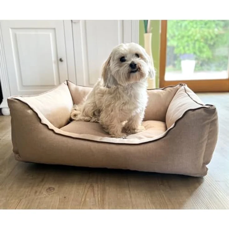 Aumüller Hundesofa Basic Line, Beige - 100 cm - Sofa für Hunde mit formstabilen Kissenrand | Herausnehmbares Kissen | Abnehmbarer Bezug | Gefertigt in Europa – Bild 3