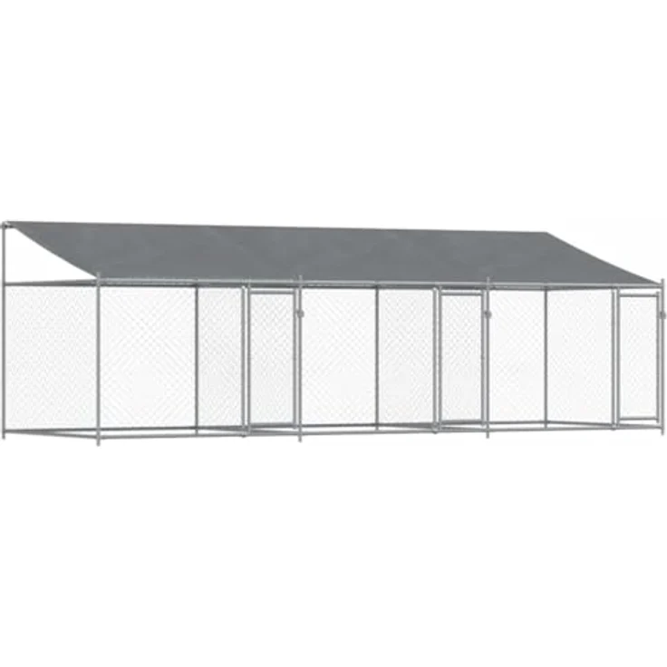 vidaXL Hundezwinger mit Dach und Türen Grau 6x2x2 m Verzinkter Stahl – Bild 1