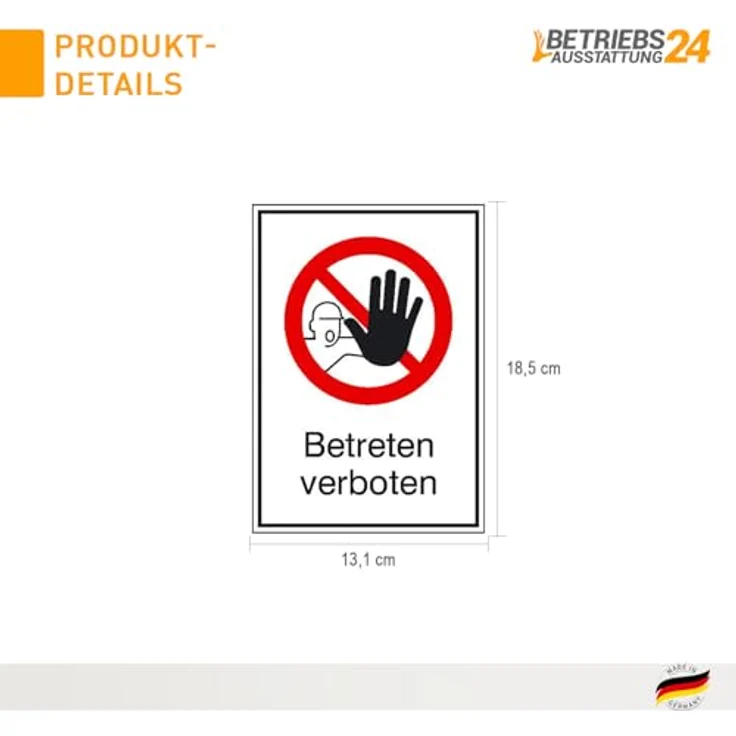 Betriebsausstattung24 Verbots-Kombischild "Betreten verboten", geprägtes Aluminium-Schild, 13,1 x 18,5 cm, UV- & witterungsbeständig – Bild 2