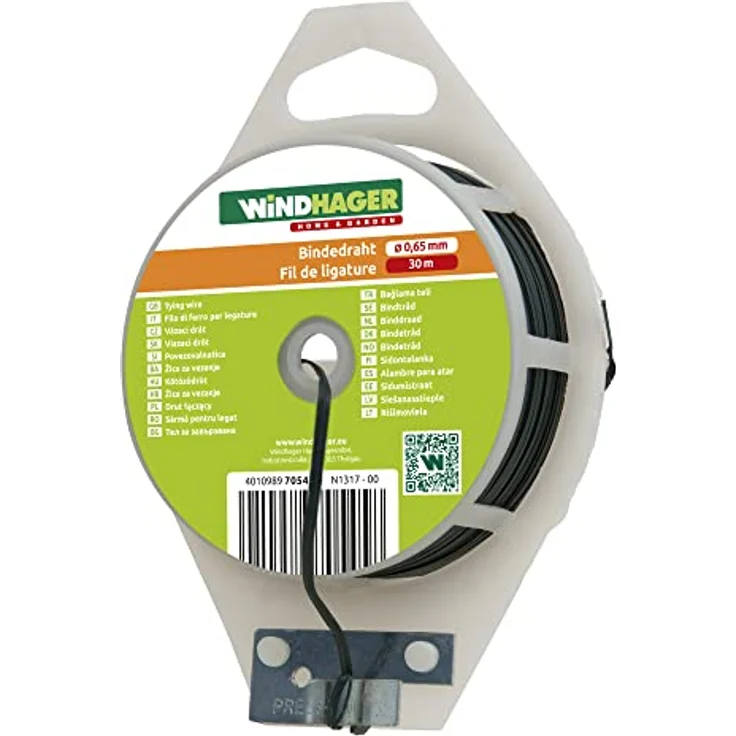 Windhager Gartendraht 100m, plastifiziert mit weichem Drahtkern, verzinkt, inklusive Abschneidevorrichtung, Ø 0,65mm, vielseitig einsetzbar – Bild 4