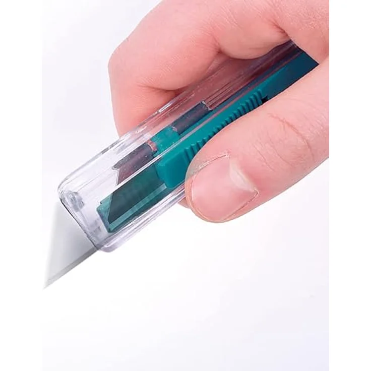 Wolfcraft 4135000 1 Sicherheitsmesser aus Kunststoff mit einziehbarer Klinge, inkl. einer Trapezklinge – Bild 3