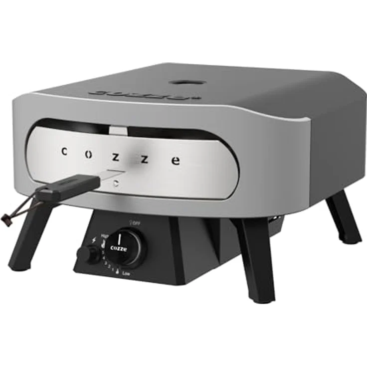 Cozze Pizzaofen Classic, Gasofen mit 6000 W Leistung, graues Edelstahl-Design, 13 Zoll Format – Bild 4