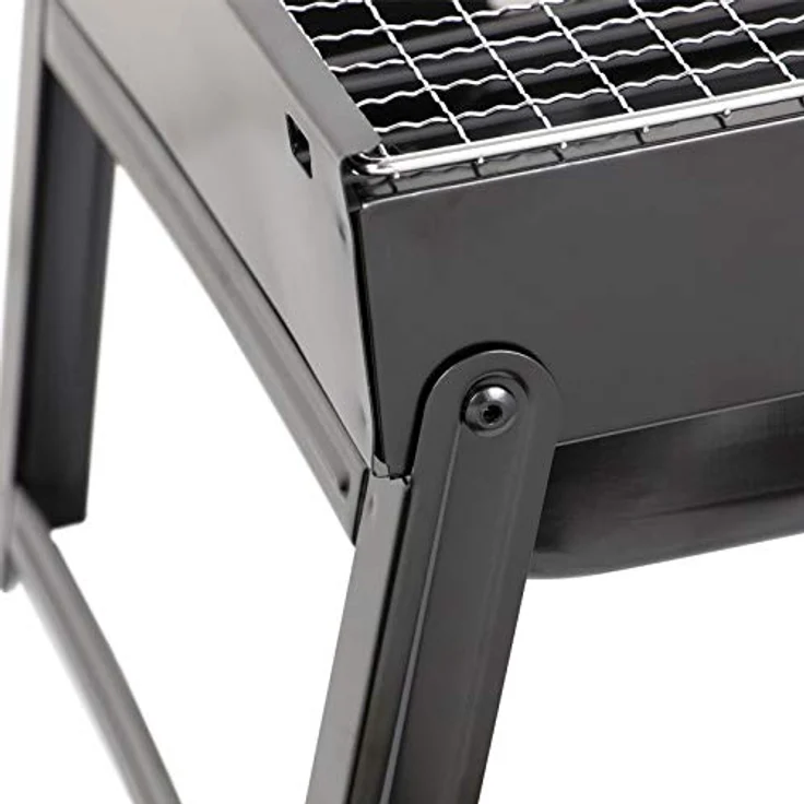 HAC24 Tragbarer BBQ Klappgrill Camping Grill Holzkohlegrill Holzkohle Minigrill Klappbarer Kohlegrill, Stahl, Schwarz – Bild 4
