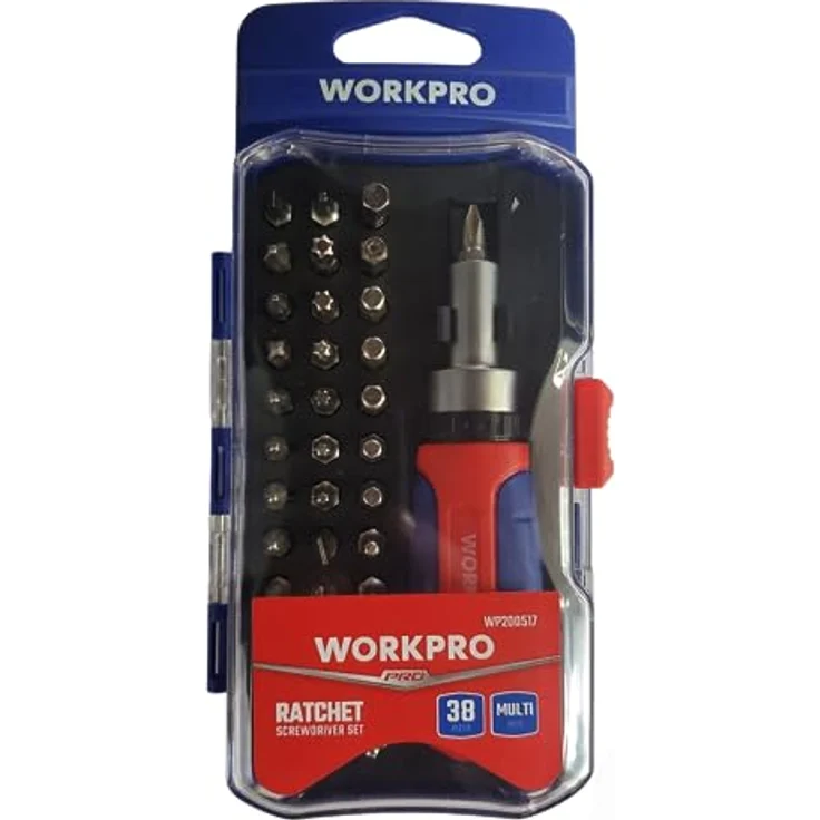 WORKPRO WP200517 38-teiliges Profi CR-V Ratschen-Bits-Schraubendreher-Set, inkl. Tragetasche, verschiedene Schlitz-, Kreuzschlitz- und Torx-Bits – Bild 1