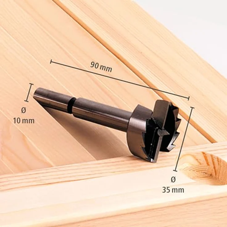 Wolfcraft Forstnerbohrer 35 mm, Zylinderschaft mit Markierhilfe, spezielle Schneidengeometrie und reduzierte Hitzeentwicklung, Gesamtlänge 90 mm – Bild 2