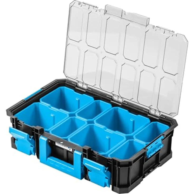 Högert Technik HT7G503 Organizer mit Polycarbonat-Abdeckung, modularer Aufbau, Bechern, Tragfähigkeit bis 20 kg, staubdicht, robuste ABS-Verschlüsse – Bild 2