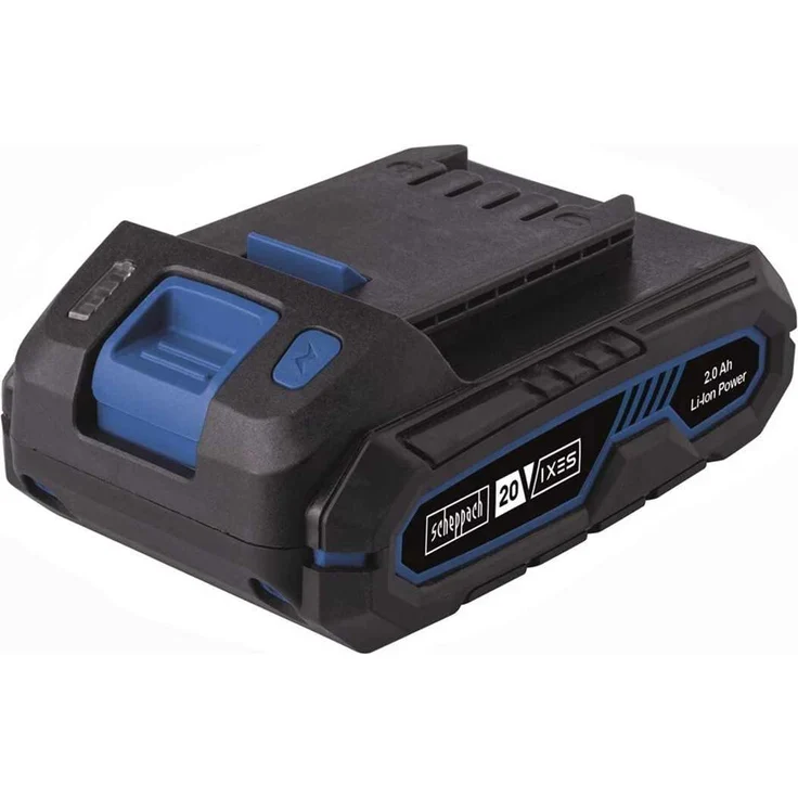 Scheppach Akku SBP 2.0 Ah 20V-IXES-Serie, leistungsstarker Lithium-Ionen-Akku mit 3-stufiger LED-Anzeige und langlebigem Einzelzellenmanagement