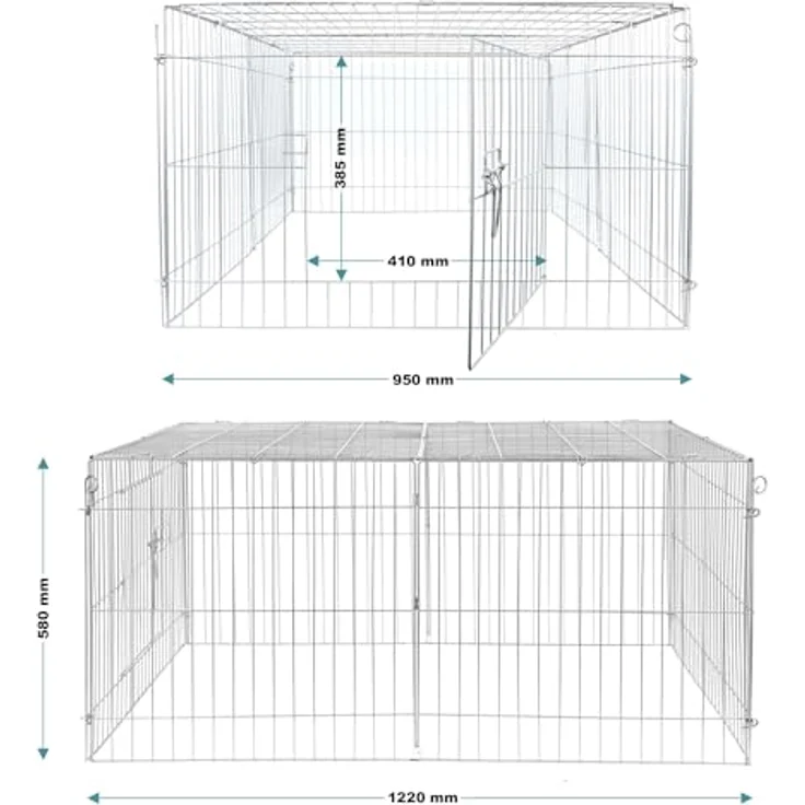 Wiltec Freilaufgehege für Kleintiere, 122 x 95 x 58 cm, verchromtes Metall, inkl. Sonnenschutz und 1 Tür, stabil und sicher, blau - Preisvergleich – Bild 5