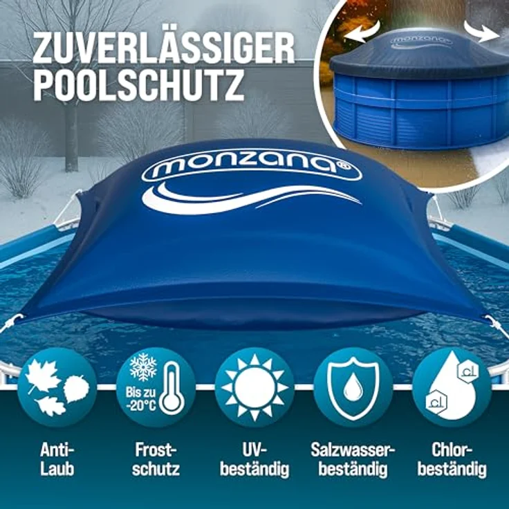 Monzana Poolkissen bis -20°C Winter XL Luftkissen XXL inkl. Seil PVC Doppelnaht Sicherheitsventil Ösen Pool Abdeckung Überwinterung – Bild 3