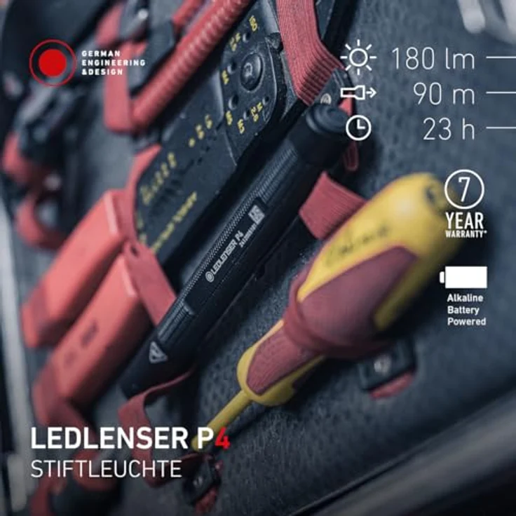 Ledlenser P4 Mini LED Taschenlampe, 180 Lumen, 90m Zoom Fokus, IP54 wasserfest, 23h Laufzeit, leicht und kompakt mit Clip für Werkstatt und Notfall – Bild 2