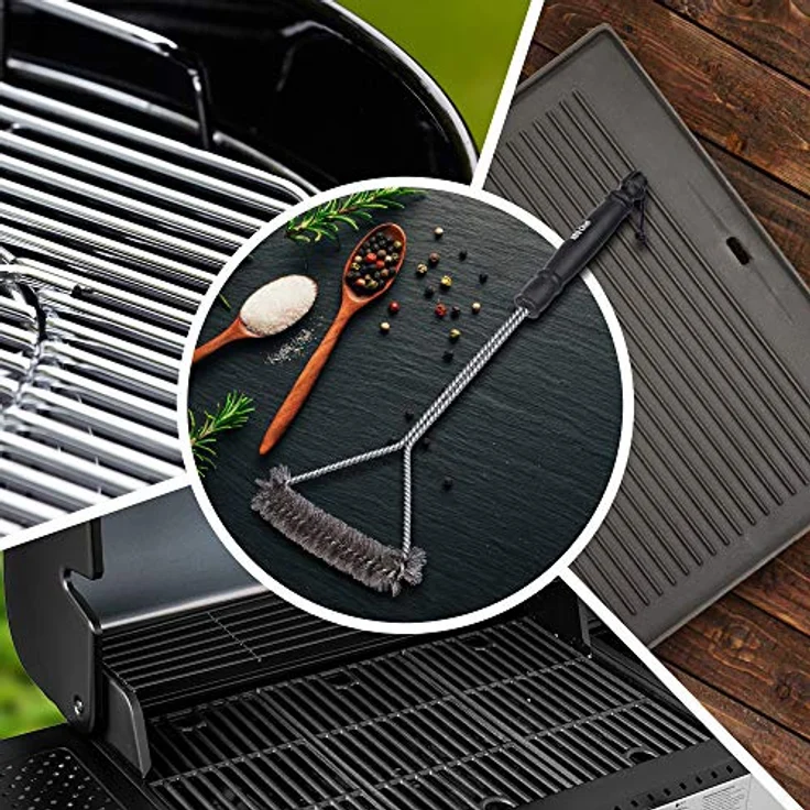 Maxxus BBQ Chief Profi Grillbürste, 40 cm lang, Edelstahlborsten, langer Griff, Lederschlaufe zum Aufhängen, Grill Reinigungsbürste für Grillrost und Gasgrill – Bild 3