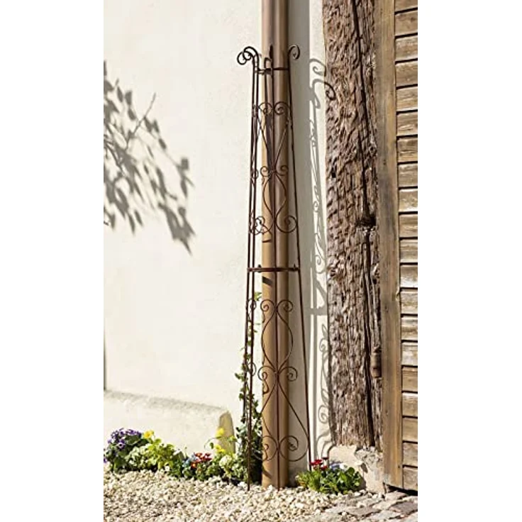 Dekoleidenschaft Rankgitter Romance aus Metall, braun, halbrund, 160 cm, für Fallrohr, Rankhilfe für Kletterpflanzen, Rankgerüst – Bild 4