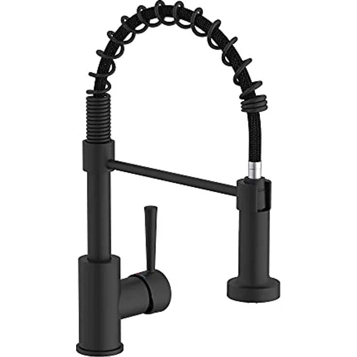 Lenz Küchenarmatur NOVA, Nickelfrei, Anti-Fingerabdruck Oberfläche, Schwarz-matt, Flexible Pendelbrause mit 2 Strahlarten – Bild 1