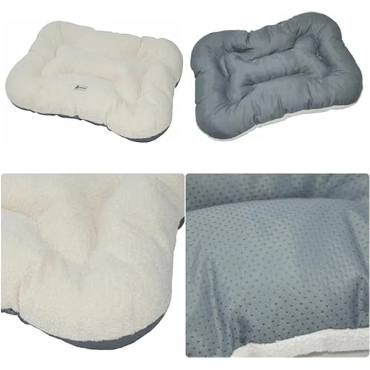 nanook Hundekissen Katzenbett flauschig weich wärmend dick geposltert Bone - beige/weiß - 70 x 50 cm - Rutschfester Boden, Polyester – Bild 5