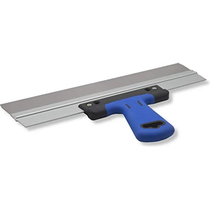 DEWEPRO® Edelstahl Fassadenspachtel - Dekorspachtel - Flächenspachtel - Flächenrakel mit Aluhalter und 2-Komponenten Softgriff- Größe: 350x50mm