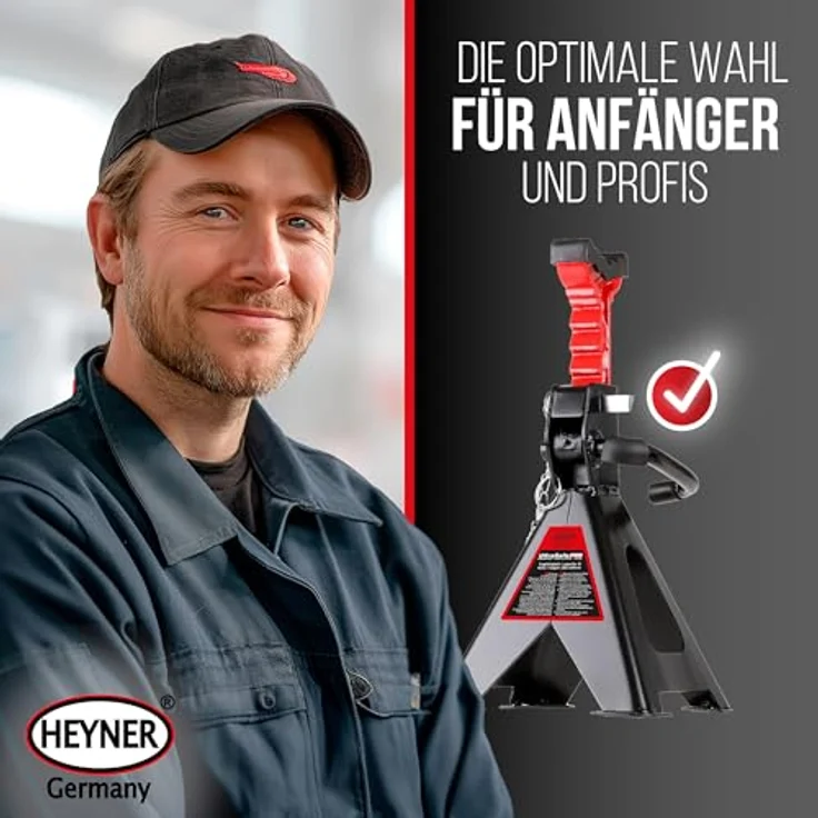 HEYNER® Unterstellbock 2er Set, Höhenverstellbar von 282-430 mm, mit Gummiauflage, Traglast 2t, für PKW & SUV – Bild 6