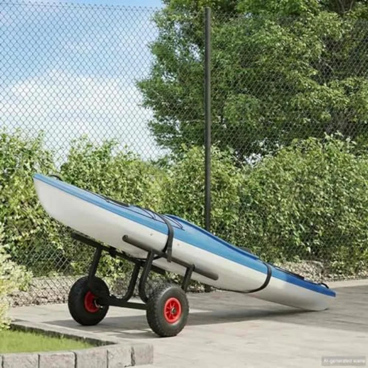 vidaXL SUP-Transportwagen Kajak-Trolley, Aluminium, 90 kg Tragfähigkeit, schwarz/silbern, mit Schaumstoffpolsterung und verstellbarer Breite – Bild 2