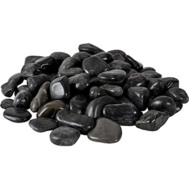 Intergarden Dekosteine schwarz poliert, Zierkies 3-5 cm in 20 kg Sack für Garten und Innenräume, schmutzabweisend