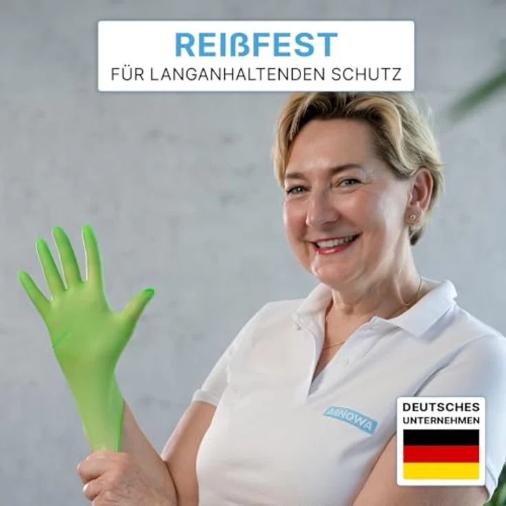ARNOMED Einweghandschuhe Nitril Grün, 500 Stück, puderfrei, XS, reißfest, lebensmittelecht, für Hygiene- und Reinigungsarbeiten – Bild 3