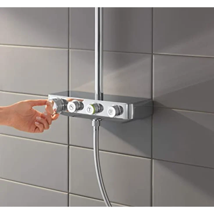 GROHE Euphoria Smartcontrol 310 Duo - Duschsystem mit Thermostatbatterie (wassersparend, 2 Strahlarte, inkl. Duschablage, Verbrühungsschutz), chrom, 26507000 – Bild 5