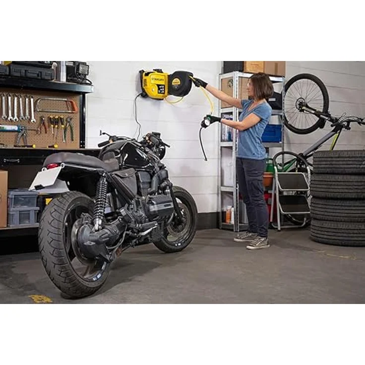 Stanley Luftkompressor SXCMS15WE 8215400ST - Kompressor 8 Bar - 160L/Min Saugleistung - Ölfrei - Luftschlauch 9M - Schwarz/Gelb – Bild 3