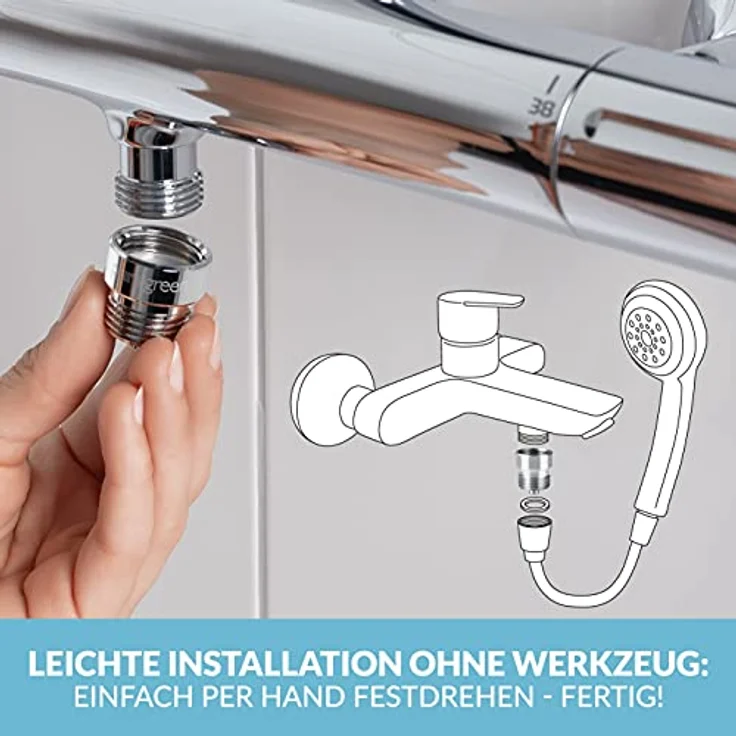 puregreen Dusch-Wassersparer, Energieeffiziente Duscharmatur mit Venturi Effekt zur Wasserersparnis bis zu 50% – Bild 4