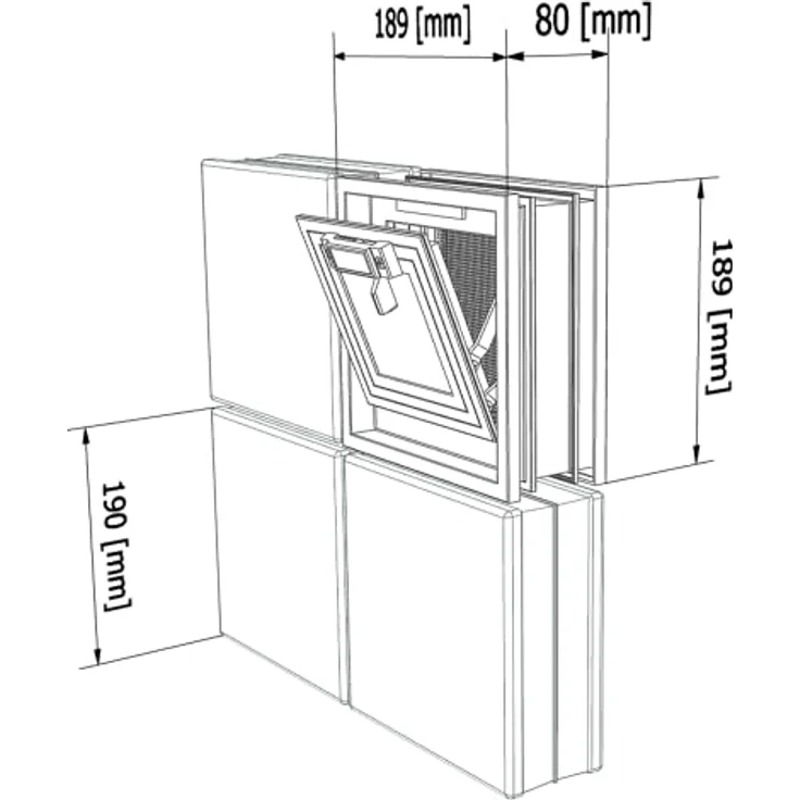 Fuchs Design Lüftungsfenster (189x189x80 mm) Weiß anstatt 1 Glasbaustein im Format 19x19x8 cm – mit Fliegengitter – Bild 4