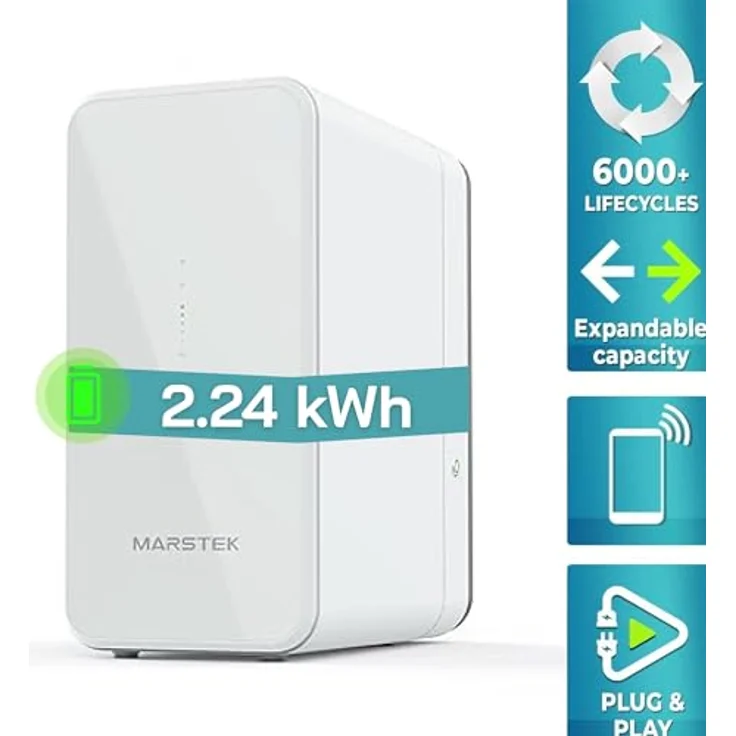 SUNNIVA® 1000W Balkonkraftwerk MARSTEK B2500-D, Bifazial Full Black, 2x 500W N-Type Glas-Glas Module, 2,24 kWh Speicher, Plug & Play Solar Komplettset – Bild 3