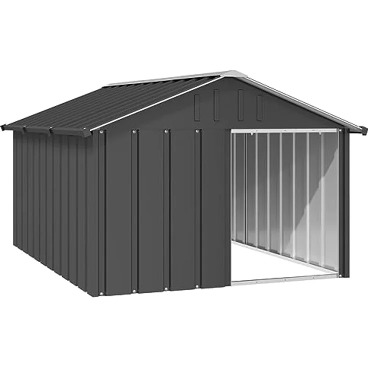 vidaXL Hundehütte Anthrazit 116,5x153x81,5cm Verzinkter Stahl Hundehaus Hütte – Bild 1