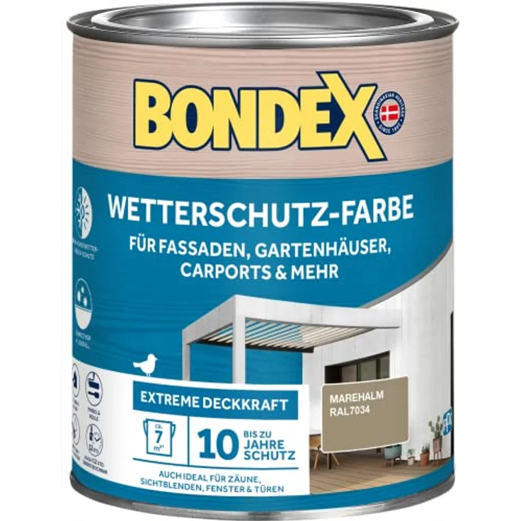 Bondex Holzschutzlasur Wetterschutzfarbe, 0,75 L marehalm, UV-beständig und hochdeckend für außen – Bild 1