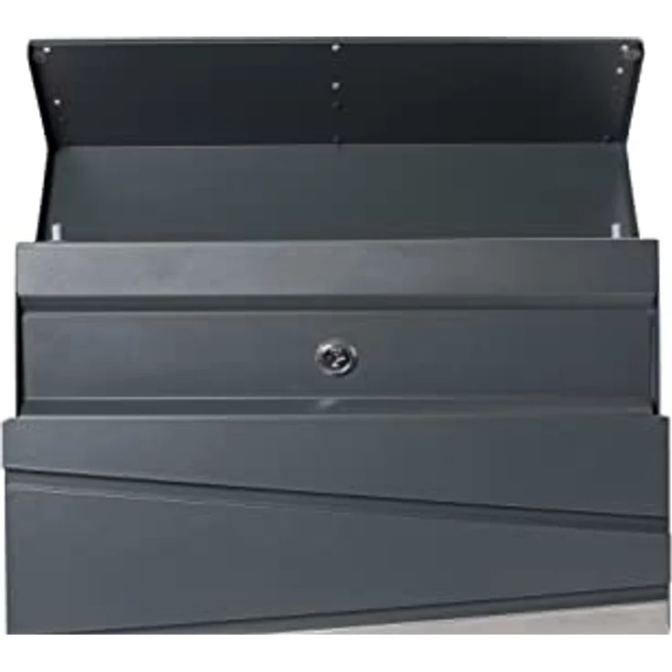 ARREGUI Armor E6905 Designer Briefkasten aus Verzinktem Stahl mit Zeitungsrolle, Postkasten + Zeitungsbox, Größe M (DIN A4), Moderner Wandbriefkasten mit Schutzklappe, Anthrazit Grau und Edelstahl – Bild 5
