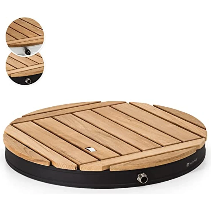 Blumfeldt Sumatra Teak Round Gartendusche, Aluminium mit Teakholz Tragegriff, regulierbare Höhe bis 4 Meter – Bild 2