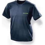 Festool 577763 T-Shirt Unisex, Rundhalsausschnitt, Baumwolle/Elasthan, Dunkelblau mit grünen Details, Größe XXXL